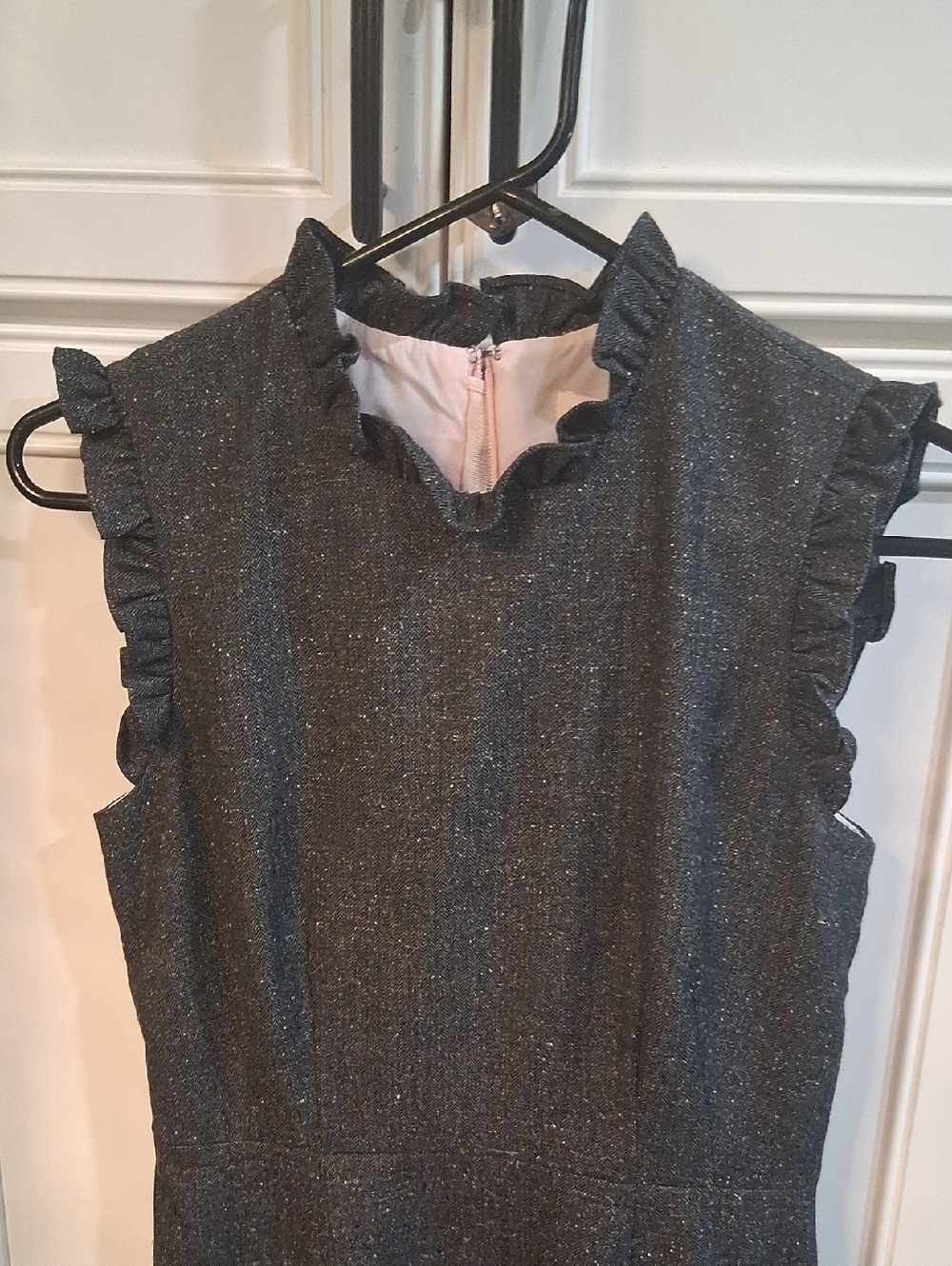 Rebecca Taylor Grey Herringbone Ruffle Sheath Dress - Picture 5 of 10